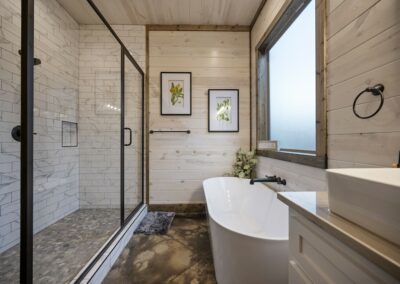 This full-length, walk-in shower and soaking tub invite you to relax.
